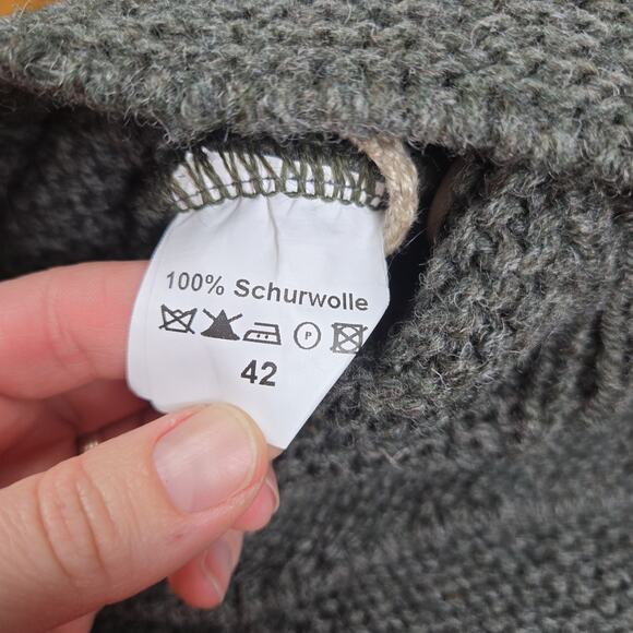 Loden Plankl Wool Cableknit Dark Green Sweater Vest Cardigan Sweater EU Size 42 - Picture 7 of 12